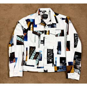 BDG Urban Outfitters Denim Jacket Mens White Pockets Y2K Hip Hop Size M